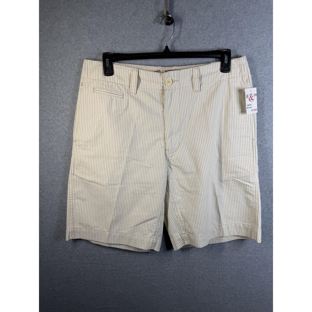 G & M Shorts Mens 34 Beige Striped Twill Chino Summer Casual Morristown